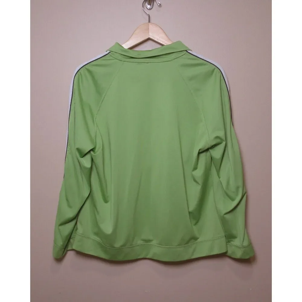 Oleg Cassini Sport XL Lime Green Y2K Track Jacket Zip Up Activewear Athleisure